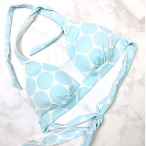 Victoria's Secret White Bikini Top w/ Blue Dots